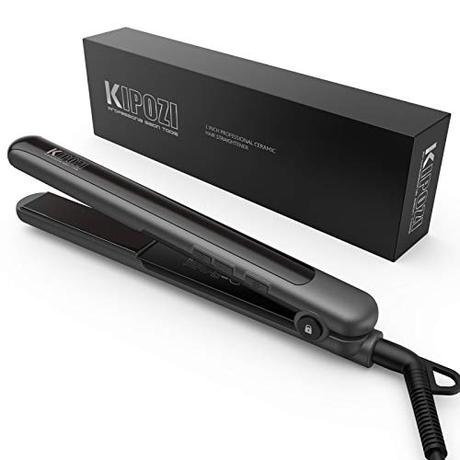 KIPOZI Plancha de Pelo Profesional, Plancha Pelo y Rizador 2 en 1, Plancha de Cerámica con Pantalla Digital de Temperatura Ajustable, Negro