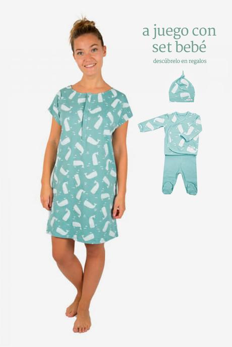 Camisón de maternidad y lactancia ballenas