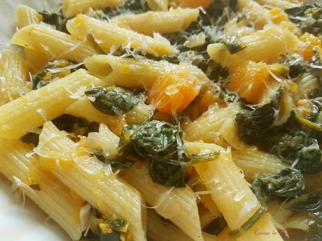 Pasta con espinacas y calabaza #lunessincarne