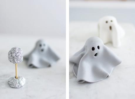 Fantasmas con arcilla polimérica para Halloween