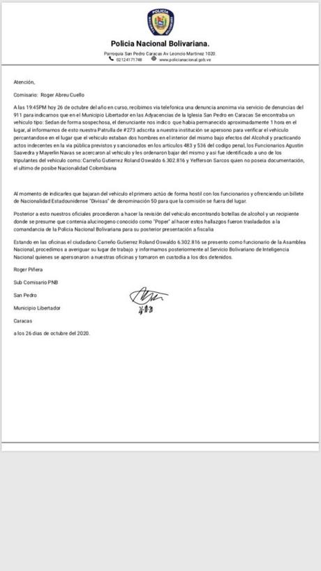 Supuesto reporte de la PNB afirma que Roland Carreño fue detenido por cometer “actos indecentes” Supuesto reporte de la PNB afirma que Roland Carreño fue detenido por cometer “actos indecentes”