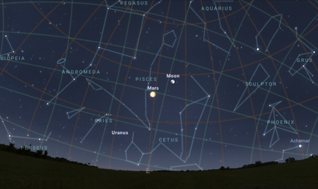 ¡Espectáculo nocturno! La Luna creciente pasará por Marte, formando un par luminoso en el cielo del atardecer
