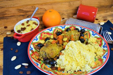Las delicias de Mayte, pollo marroquí con cuscús, pollo marroquí, pollo marroquí receta, pollo marroquí con pasas, pollo marroquí con aceitunas, Pollo sabor marroquí,