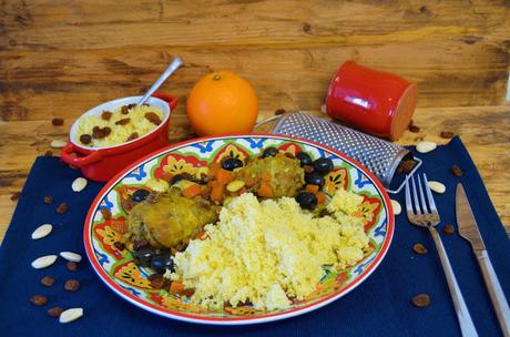 Las delicias de Mayte, pollo marroquí con cuscús, pollo marroquí, pollo marroquí receta, pollo marroquí con pasas, pollo marroquí con aceitunas, Pollo sabor marroquí,