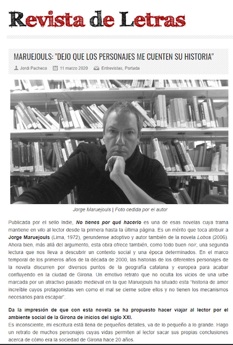 Entrevista en Revista de Letras
