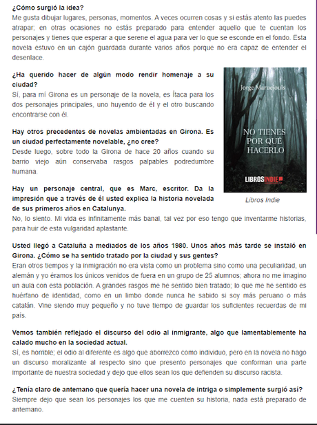 Entrevista en Revista de Letras