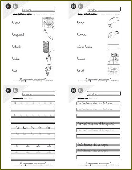 Aprendo a leer y a escribir. La H
