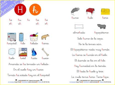 Aprendo a leer y a escribir. La H