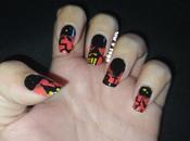 Diseño uñas negro naranja para Halloween