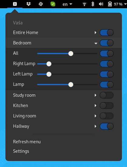 Controlar focos Philips Hue desde esta extensión para Gnome