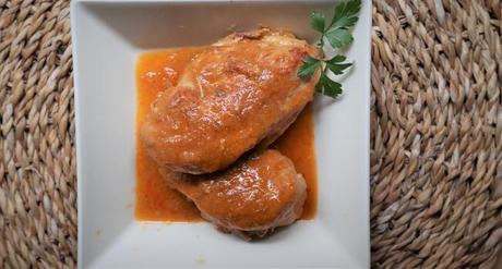 Pechugas de Pollo en Salsa Olla GM Receta terminada con la Olla GM de pechugas con salsa de verduras