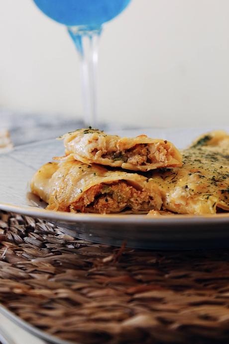 CANELONES DE POLLO CON SETAS