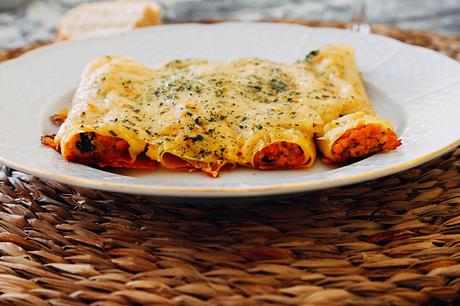 CANELONES DE POLLO CON SETAS