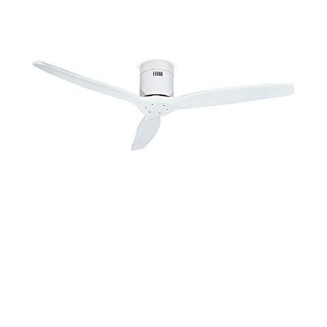 IKOHS WINDCALM DC - Ventilador de Techo con Mando, Bajo Consumo, Función Verano e Invierno, Silencioso, Potente, 3 Aspas, 132 cm de Diámetro, 6 Velocidades, Temporizador, Aspas de Madera, 40W (Blanco)