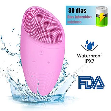 FASHSMILE Limpiador Facial Silicona Ultrasonico - Puerto de carga no poroso 5 - Velocidad Ajustable Recargable Cepillo Facial Electrico para Todo Tipo De Pieles (A-Rosa)