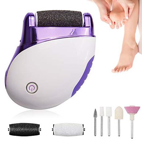 Xnuoyo Lima eléctrica pies, Manicura, Profesional Lima Durezas Pies Recargable Aparato, Eliminar Callos y Durezas Pies Pedicura Lima Pies con 2 Velocidades Pedicura Electrico Pies (blanco+Bule)