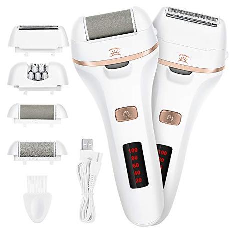 Pedicura Electrico, Afeitadora Eléctrica para Mujer,Impermeable Lima Eléctrica Pies para Eliminar Callos Herramientas de Pedicura Recargables con 4 Recambios,Quitar la Piel Muerta,Depiladora de Bikini