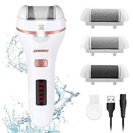 Lima Eléctrica Pies, Aottom Pedicura Electrico para Eliminar Callos Herramientas de Pedicura Recargables con pantalla LED con 3 Diamond Rodillos IPX7 Impermeable