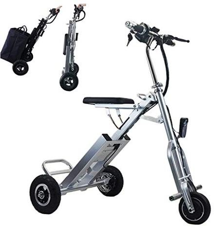 Bicicletas Eléctricas Plegable para los Adultos, Peso ligero Ebike Triciclos Patinetes Eléctricos con 36V 250W 8AH Batería de Litio-Ion, Eje trasero de 60cm, para Asistencia de Movilidad Y Viajes