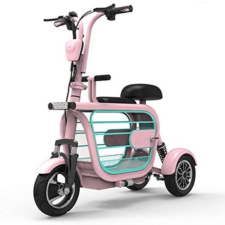 ZWPY Triciclo Eléctrico Plegable, Scooter Eléctrico para Adultos, Triciclo Eléctrico Liviano De Ocio Al Aire Libre, 48V/8A, Kilometraje 45 Km, con Jaula para Mascotas, Adecuado para La Vida Diaria