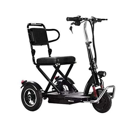 Triciclo Eléctrico Plegable, Scooter Eléctrico De 3 Ruedas Para Adultos Con Absorción De Impactos De Resorte De Motor Sin Escobillas De 350 W, Para Personas Mayores Con Discapacidad,Negro,45