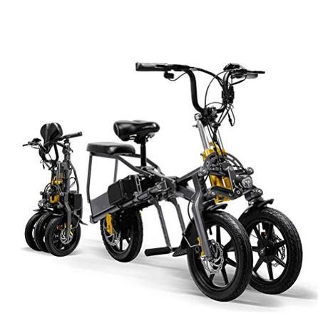 ZLM Triciclo eléctrico para Adultos, Plegable, Tres Ruedas, Bicicleta de montaña eléctrica, Mini Scooter hasta 30 km, 25 km/h, batería de Litio, Tres Modos de Velocidad, Scooter eléctrico