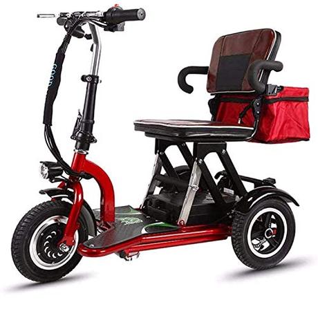 FFAN Silla de Ruedas eléctrica Scooter de Movilidad de 3 Ruedas, triciclos eléctricos Plegables, Triciclo eléctrico Doble, Asiento Ajustable, Seguro y cómodo, Apto para Personas Mayores y