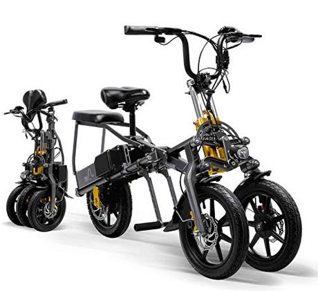 CYGGL Triciclo eléctrico para Adultos Plegable de Tres Ruedas Bicicleta de montaña eléctrica Mini Scooter hasta 30 km 25 km/h Batería de Litio Tres Modos de Velocidad Ruedas Grandes Deporte