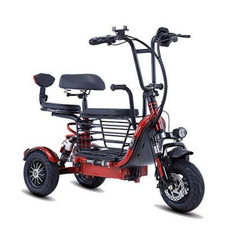 TTFC Triciclo eléctrico pequeño para Padres e Hijos, Scooter eléctrico de 3 Ruedas con Motor de 350 W, Plegable, 20 Km/H, Ajuste de 3 velocidades, Apto para Ancianos, Adultos (tamaño: 30KM) 55KM
