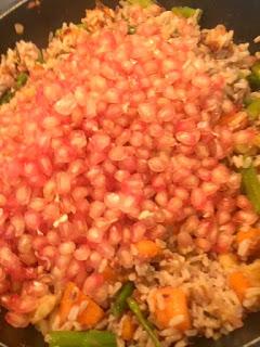 ARROZ INTEGRAL CON CASTAÑAS, BONIATO Y  GRANADA