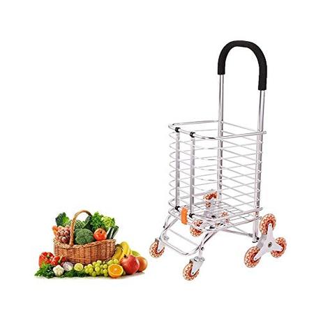 Carro de compra, cual te interesa comprar WJMLS Tres Ruedas Compras Subir escaleras Plegable Abarrotes hogar de Ancianos pequeño Carro portátil