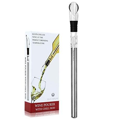 Accesorios del vino, saborea tu momento bericham 3 en 1 Acero Inoxidable enfriador de vino con aireador y decantador/vino accesorios