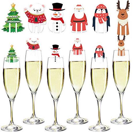 Accesorios del vino, saborea tu momento Marcador de copa de vino, 48 piezas, adornos de copa de vino de Navidad, tarjeta decorativa, identificador de copa para beber, cóctel, accesorios para vino, regalos para anfitrionas