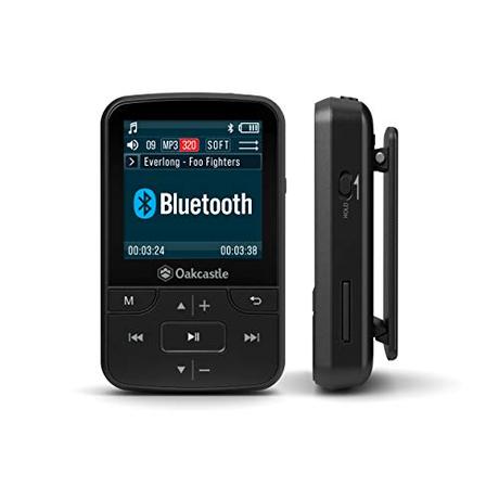 Oakcastle -Reproductor MP3 8GB con Ranura Micro SD, Bluetooth, Inalámbrico, Batería Larga Duración para Uso Exterior, Deportes, Compatible Tarjetas SD de 32GB, 64GB, 128GB Auriculares incluidos
