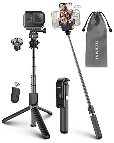 Palo Selfie Trípode, ELEGIANT Selfie Stick 4 en 1 con Control Remoto Bluetooth, Calidad Aluminio, para Cámara Deportiva, Gopro, para Viaje Rotación de 360° Compatible con iOS Android (4-6.8 Pulgadas)