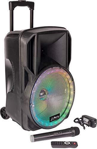 PARTY-15RGB - Party Light & Sound - BAFLE PORTATIL 15’’/38CM con USB, TF, Bluetooth, FM, Micro VHF Y Mando A Distancia