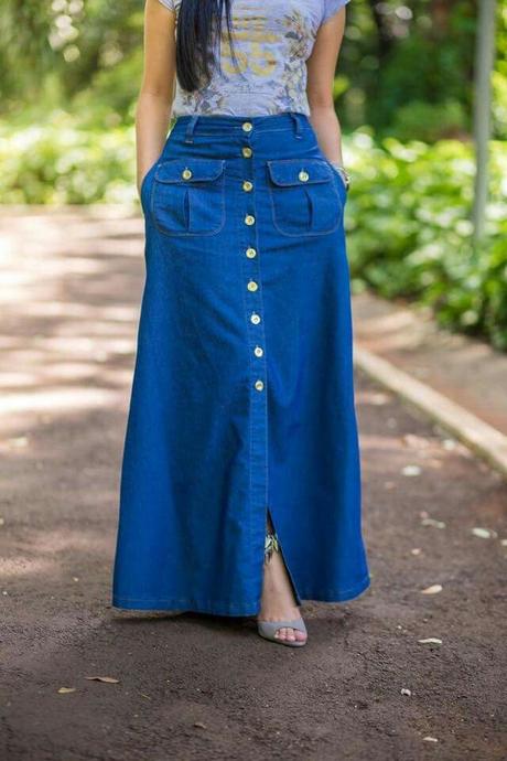 Falda Mezclilla Larga