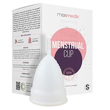 Copa menstrual, respetuosa con tu cuerpo Copa Menstrual Talla S - Silicona de Grado Medicinal Suave, Flexible y Reutilizable, Higiene Intima Femenina, Incluye Bolsa de Regalo, Alternativa Compresas Tampones - Sin BPA ni Colorante