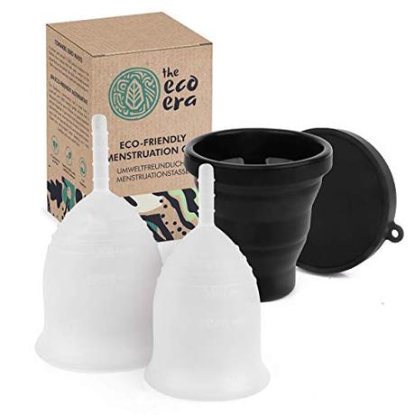 Copa menstrual, respetuosa con tu cuerpo Copa menstrual S y L, incluye vasos plegables higiénicos, sin colorantes, inodoros, sin BPA, 100% silicona médica, alternativa ecológica a los tampones o compresas - Juego de 3 piezas