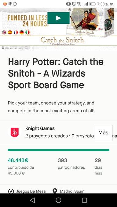 Y a la segunda fue la vencida:Catch de Snitch de Knight Models, financiado