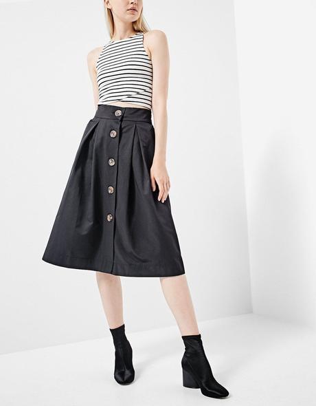 Falda Midi Botones Stradivarius