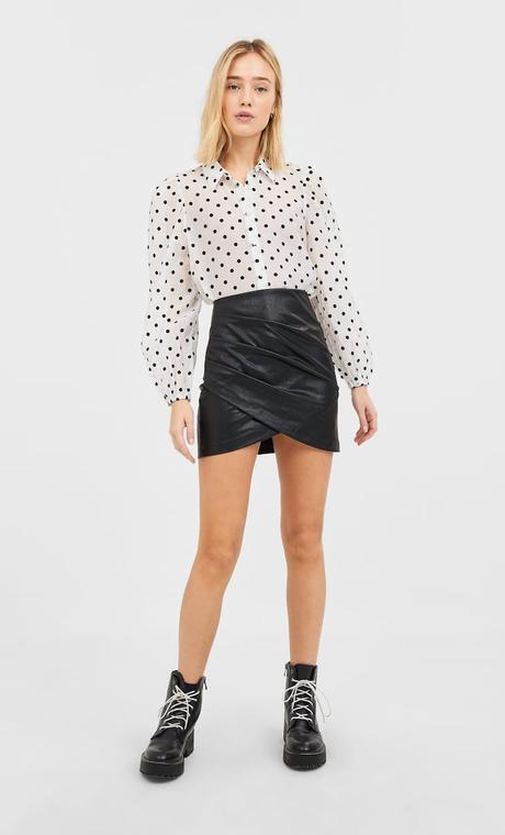 Falda Midi Botones Stradivarius