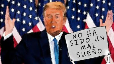 En medio del esperpento generalizado, Trump se resiste a irse de la Casa Blanca.