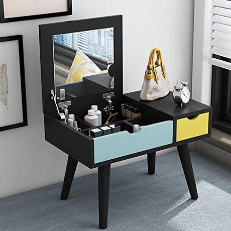 Tocador, el mejor para arreglarte Soul Case Tocador Moderno Taburete Tocador Moderno con tocador Grande, baño en el Dormitorio con Amplio Espacio de Almacenamiento, Escritorio Estable de MDF, Patas de Mesa de Madera Maciza