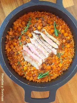 ARROZ CON SECRETO IBERICO Y MANZANA