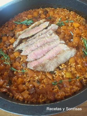 ARROZ CON SECRETO IBERICO Y MANZANA