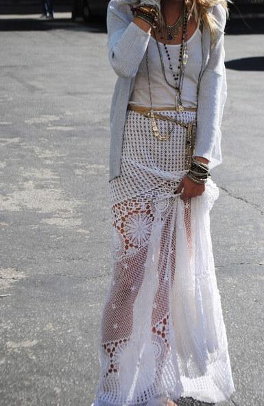 Falda Blanca Larga Combinar