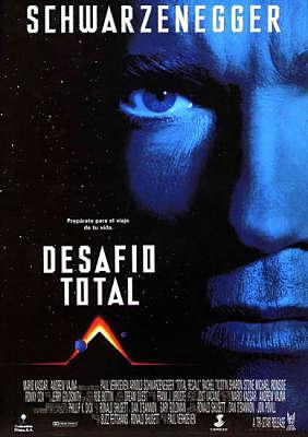 Cartel de la película Desafío Total de Arnold Schwarzenegger, una película cyberpunk