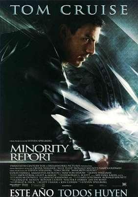 Cartel de la película Minority Report, ciberpunk basado en una historia de Philip K. Dick