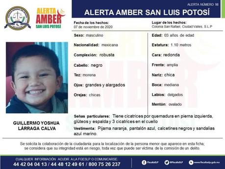 Alerta Amber: Guillermo de 3 años se extravió en Ciudad Valles